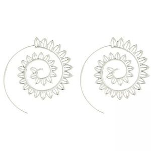 🆕Boho Spiral Silver Lotus Earrings!
